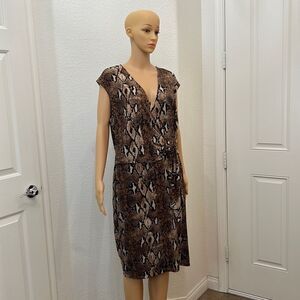 Symphony Dress V Neck Sleeveless Size 3XXX Black Brown Snake Tortoise Shell
